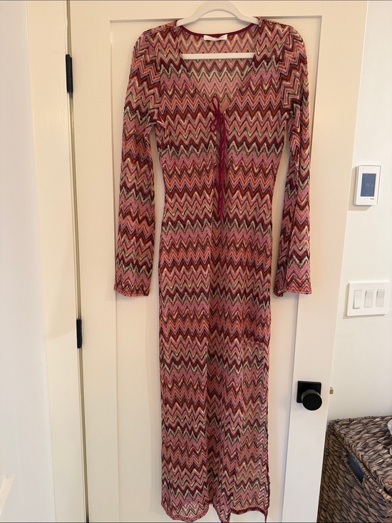12th Tribe Other - 12th Tribe Pink Chevron Lace Maxi Cardigan